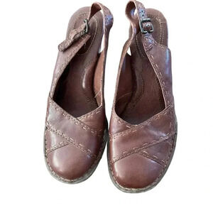 Born Brown Leather Closed Toe Slingback Pump Heels Size 8M